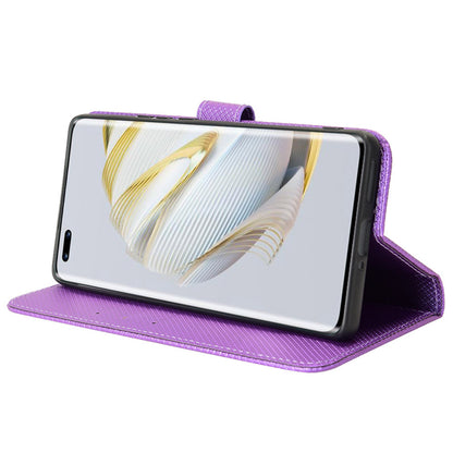 For Huawei nova 10 Pro 4G Diamond Texture PU Leather Phone Cover Wear-resistant Stand Wallet Feature Case with Wrist Strap
