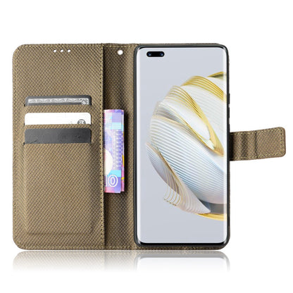 For Huawei nova 10 Pro 4G Diamond Texture PU Leather Phone Cover Wear-resistant Stand Wallet Feature Case with Wrist Strap