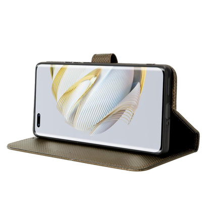 For Huawei nova 10 Pro 4G Diamond Texture PU Leather Phone Cover Wear-resistant Stand Wallet Feature Case with Wrist Strap