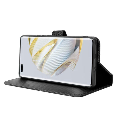 For Huawei nova 10 Pro 4G Diamond Texture PU Leather Phone Cover Wear-resistant Stand Wallet Feature Case with Wrist Strap