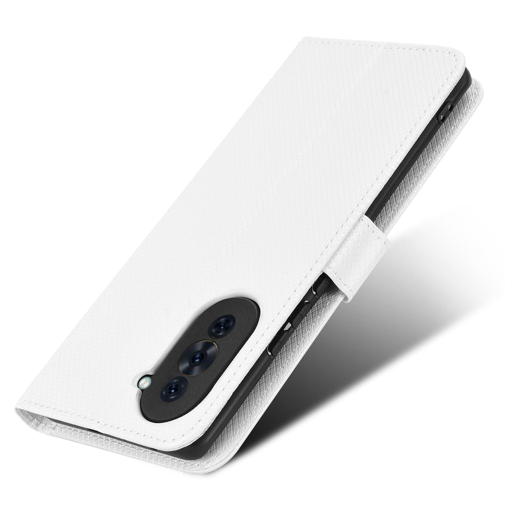 For Huawei nova 10 Pro 4G Diamond Texture PU Leather Phone Cover Wear-resistant Stand Wallet Feature Case with Wrist Strap
