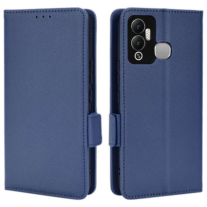 For Infinix Hot 12 Play 4G (X6816C) / Hot 12 Play NFC 4G Well-protected PU Leather Litchi Texture Phone Case Stand Wallet Magnetic Clasp Cover