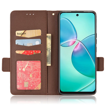 For Infinix Hot 12 Play 4G (X6816C) / Hot 12 Play NFC 4G Well-protected PU Leather Litchi Texture Phone Case Stand Wallet Magnetic Clasp Cover