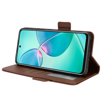 For Infinix Hot 12 Play 4G (X6816C) / Hot 12 Play NFC 4G Well-protected PU Leather Litchi Texture Phone Case Stand Wallet Magnetic Clasp Cover