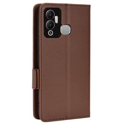 For Infinix Hot 12 Play 4G (X6816C) / Hot 12 Play NFC 4G Well-protected PU Leather Litchi Texture Phone Case Stand Wallet Magnetic Clasp Cover