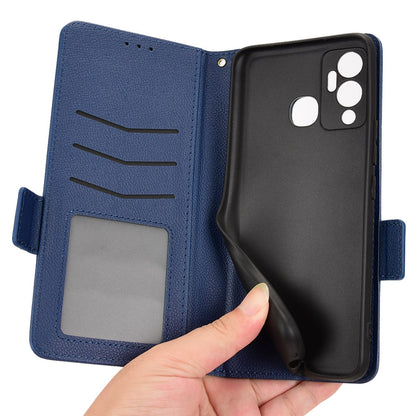For Infinix Hot 12 Play 4G (X6816C) / Hot 12 Play NFC 4G Well-protected PU Leather Litchi Texture Phone Case Stand Wallet Magnetic Clasp Cover