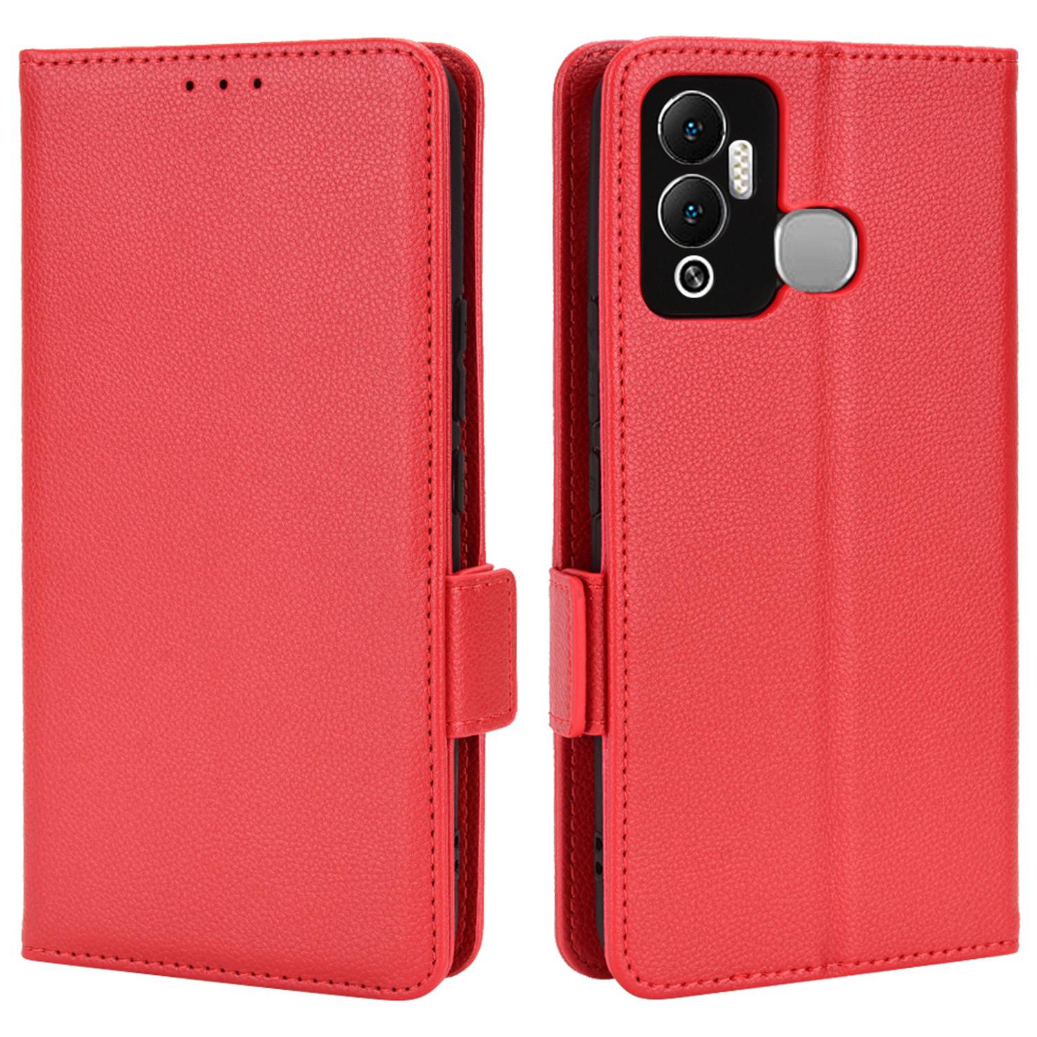 For Infinix Hot 12 Play 4G (X6816C) / Hot 12 Play NFC 4G Well-protected PU Leather Litchi Texture Phone Case Stand Wallet Magnetic Clasp Cover