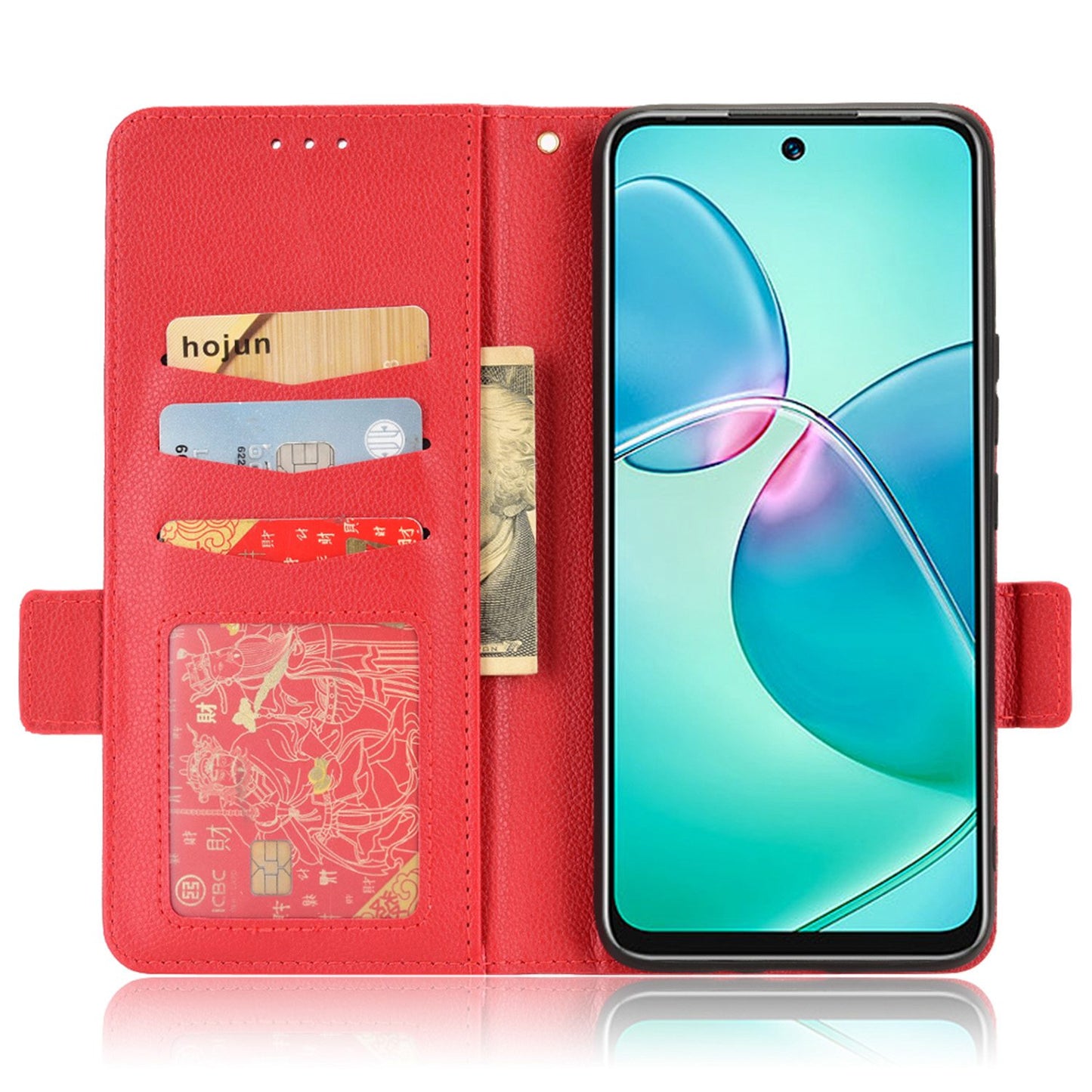 For Infinix Hot 12 Play 4G (X6816C) / Hot 12 Play NFC 4G Well-protected PU Leather Litchi Texture Phone Case Stand Wallet Magnetic Clasp Cover