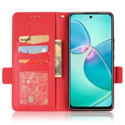 For Infinix Hot 12 Play 4G (X6816C) / Hot 12 Play NFC 4G Well-protected PU Leather Litchi Texture Phone Case Stand Wallet Magnetic Clasp Cover