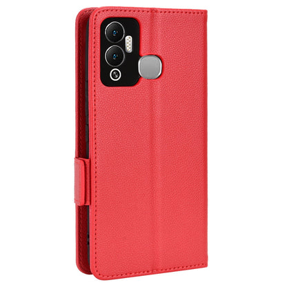 For Infinix Hot 12 Play 4G (X6816C) / Hot 12 Play NFC 4G Well-protected PU Leather Litchi Texture Phone Case Stand Wallet Magnetic Clasp Cover