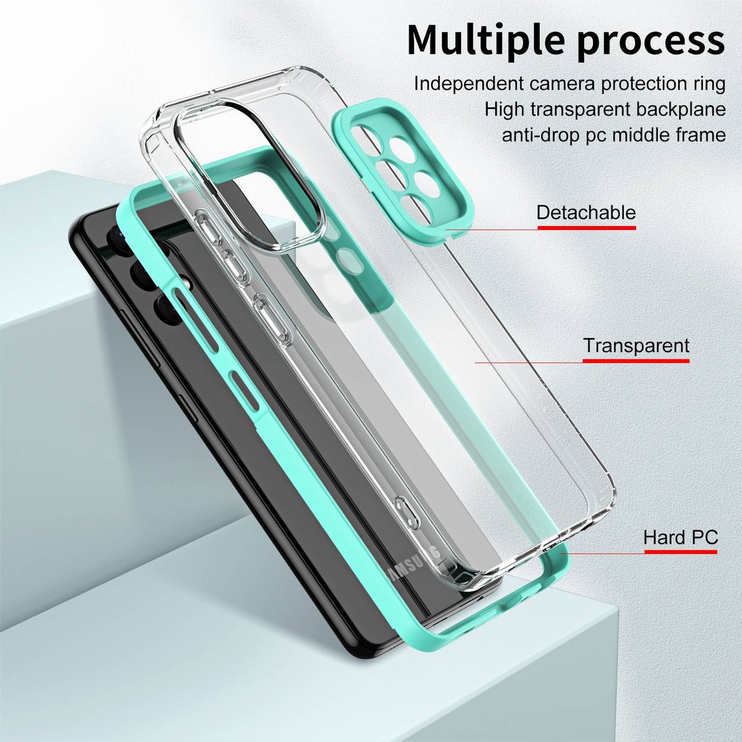 For Samsung Galaxy A73 5G Ultra-thin Clear TPU Phone Case with Colorful Frame Drop-proof Anti-scratch Phone Cover