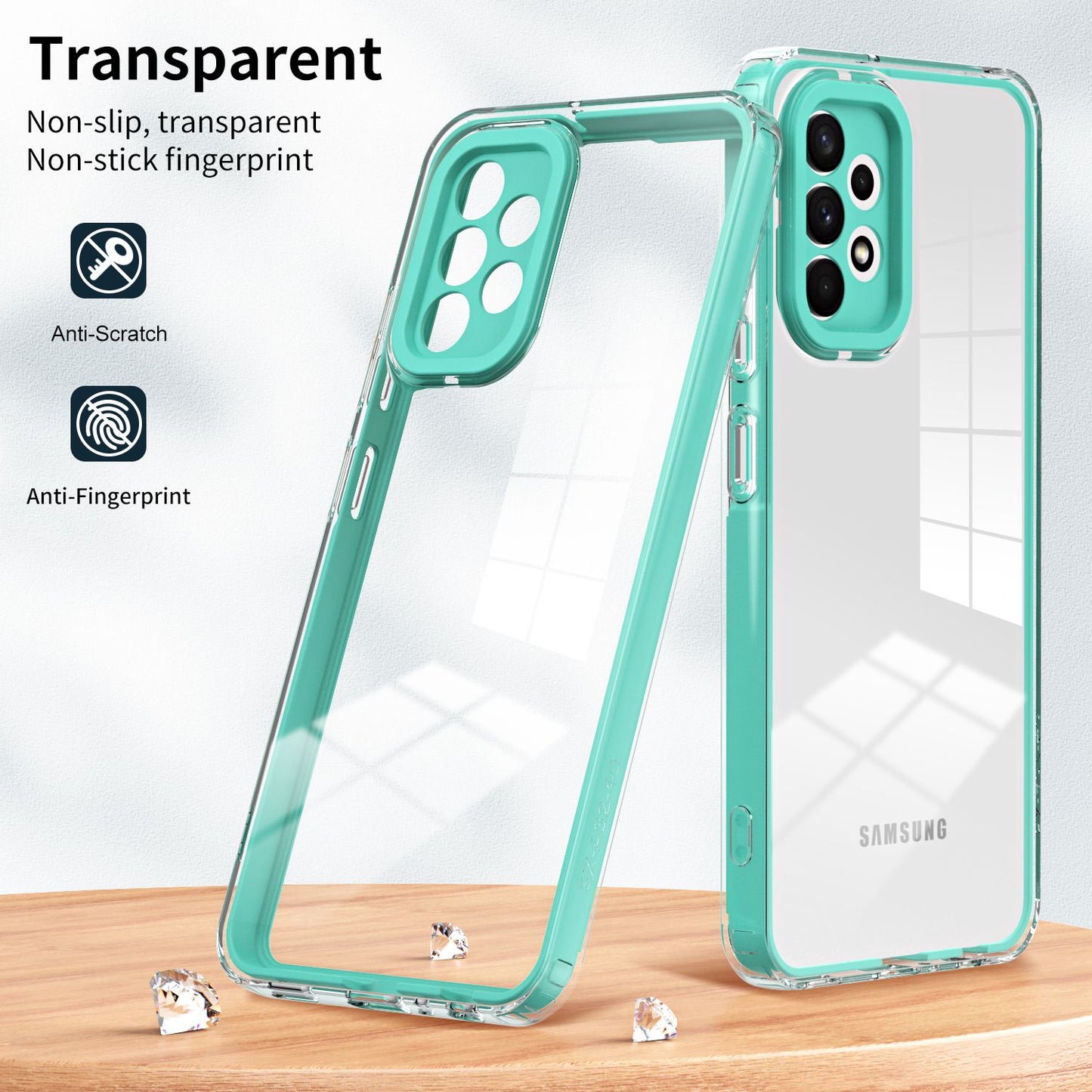 For Samsung Galaxy A73 5G Ultra-thin Clear TPU Phone Case with Colorful Frame Drop-proof Anti-scratch Phone Cover