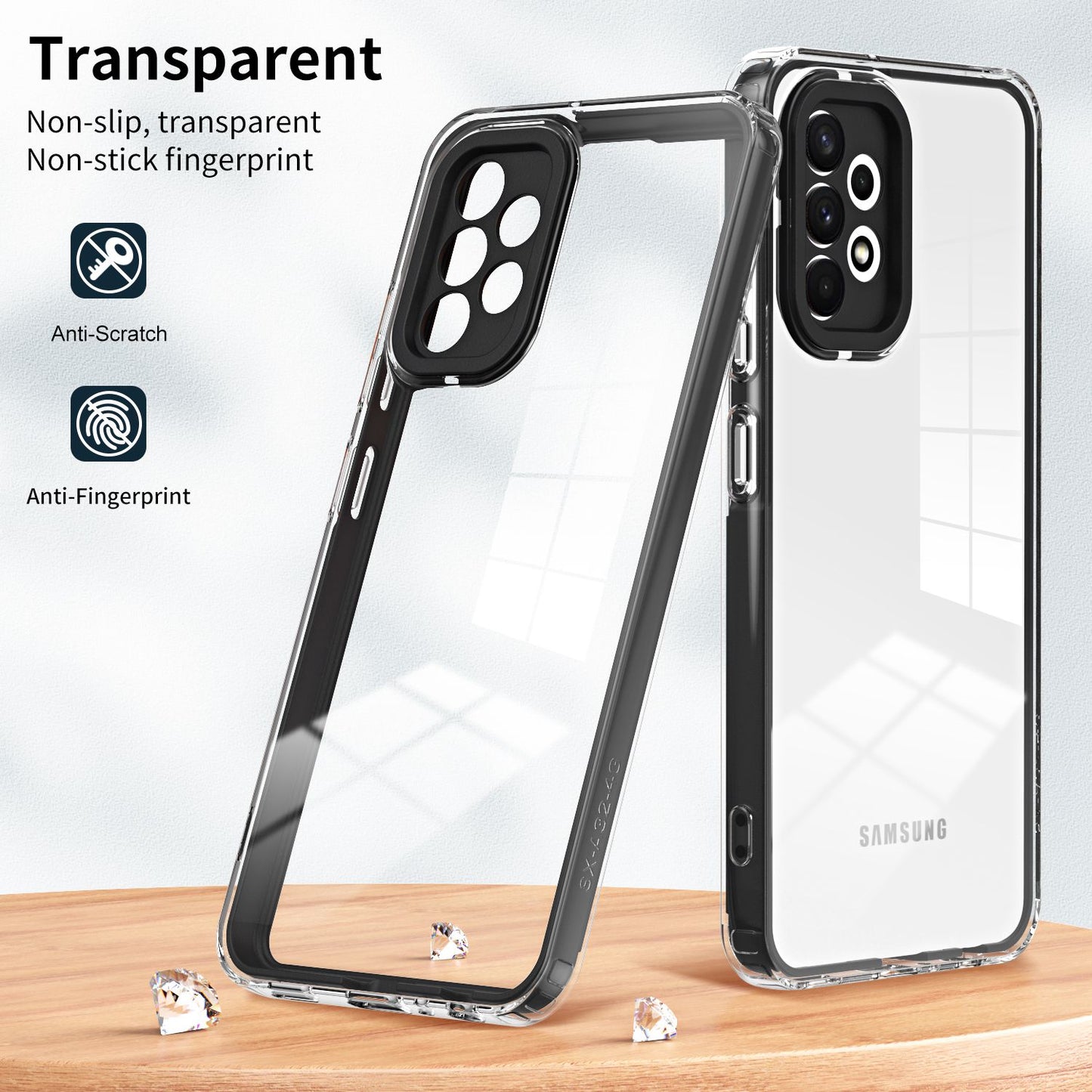 For Samsung Galaxy A73 5G Ultra-thin Clear TPU Phone Case with Colorful Frame Drop-proof Anti-scratch Phone Cover