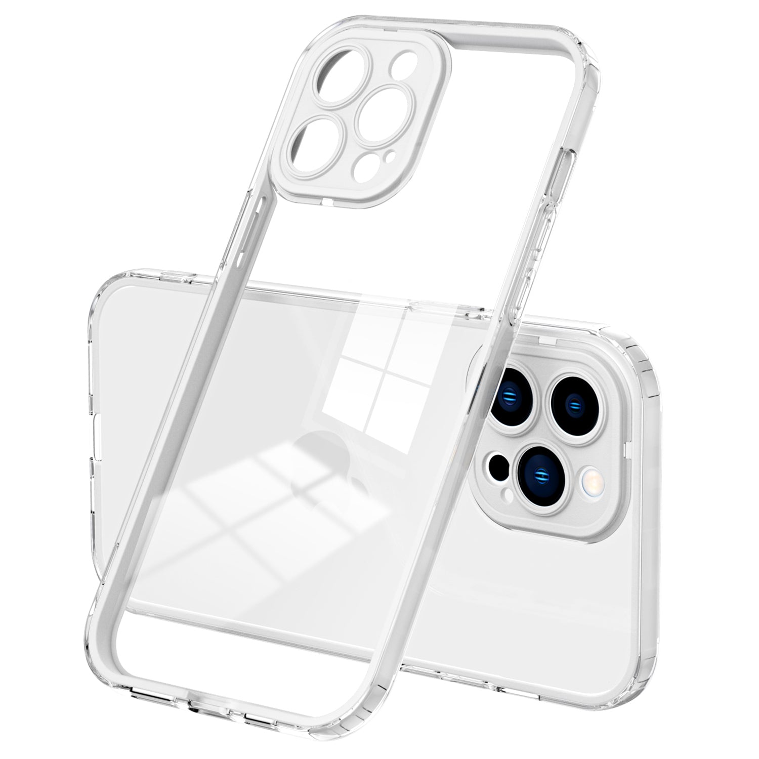 For iPhone 13 Pro 6.1 inch Shockproof Clear Mobile Phone TPU Case with Airbag Protection Colorful Frame Anti-fall Phone Cover