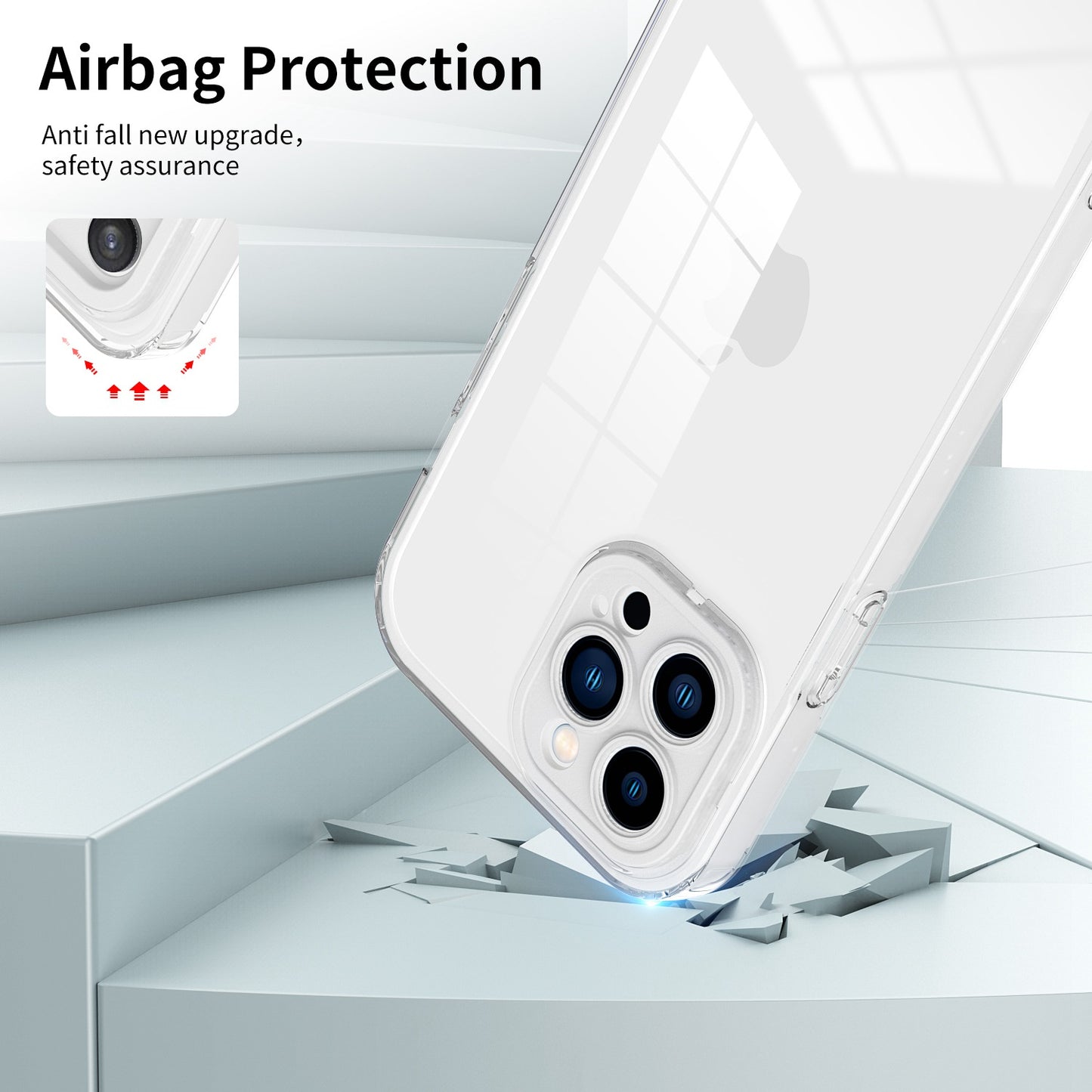 For iPhone 13 Pro 6.1 inch Shockproof Clear Mobile Phone TPU Case with Airbag Protection Colorful Frame Anti-fall Phone Cover