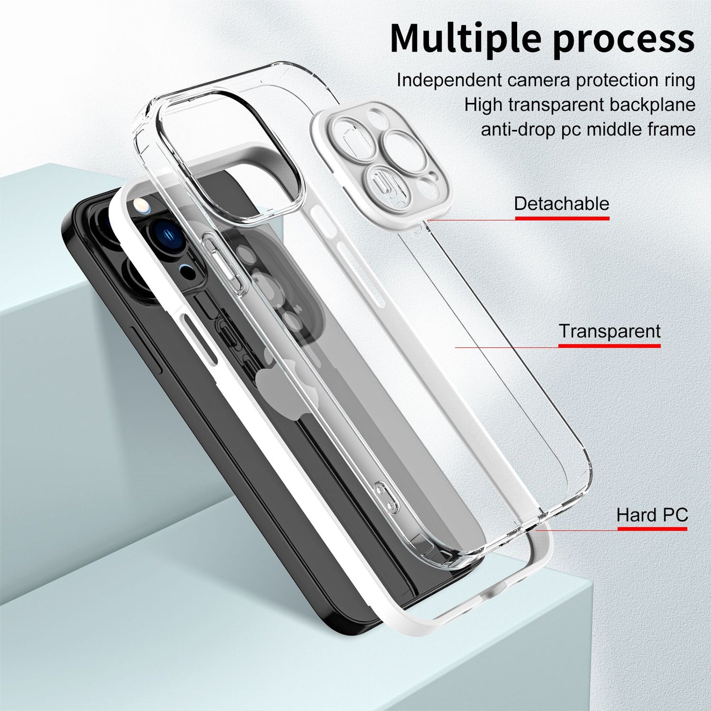 For iPhone 13 Pro 6.1 inch Shockproof Clear Mobile Phone TPU Case with Airbag Protection Colorful Frame Anti-fall Phone Cover