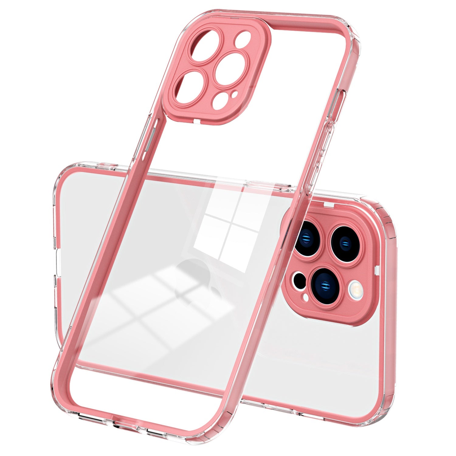 For iPhone 13 Pro 6.1 inch Shockproof Clear Mobile Phone TPU Case with Airbag Protection Colorful Frame Anti-fall Phone Cover