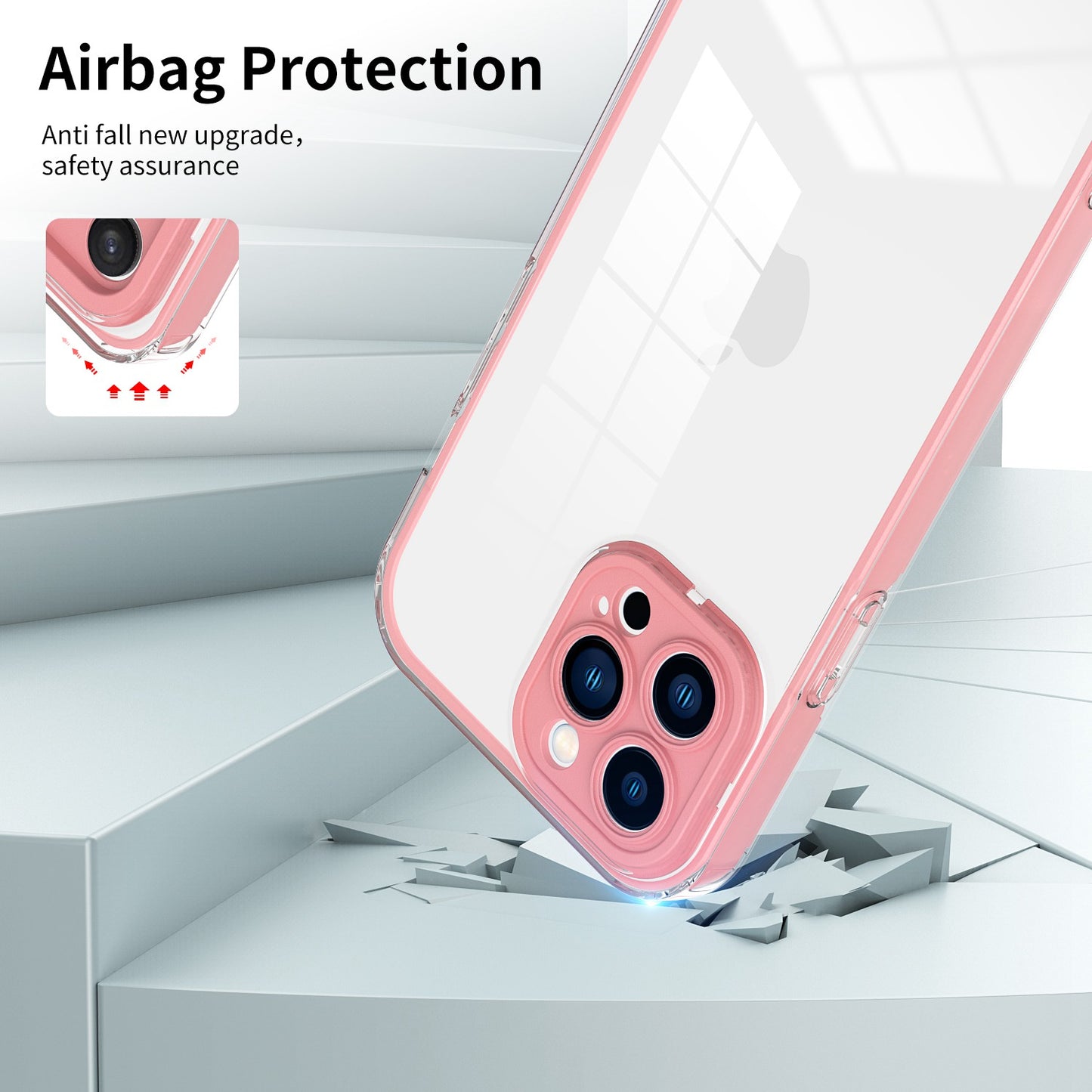 For iPhone 13 Pro 6.1 inch Shockproof Clear Mobile Phone TPU Case with Airbag Protection Colorful Frame Anti-fall Phone Cover