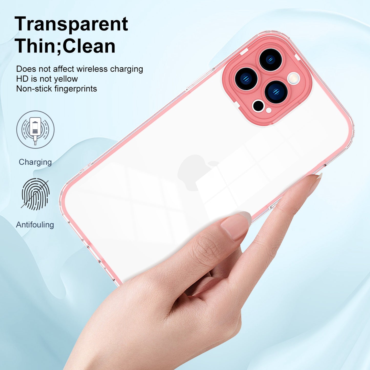 For iPhone 13 Pro 6.1 inch Shockproof Clear Mobile Phone TPU Case with Airbag Protection Colorful Frame Anti-fall Phone Cover