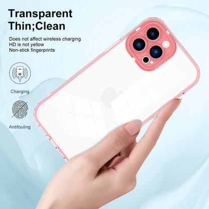 For iPhone 13 Pro 6.1 inch Shockproof Clear Mobile Phone TPU Case with Airbag Protection Colorful Frame Anti-fall Phone Cover