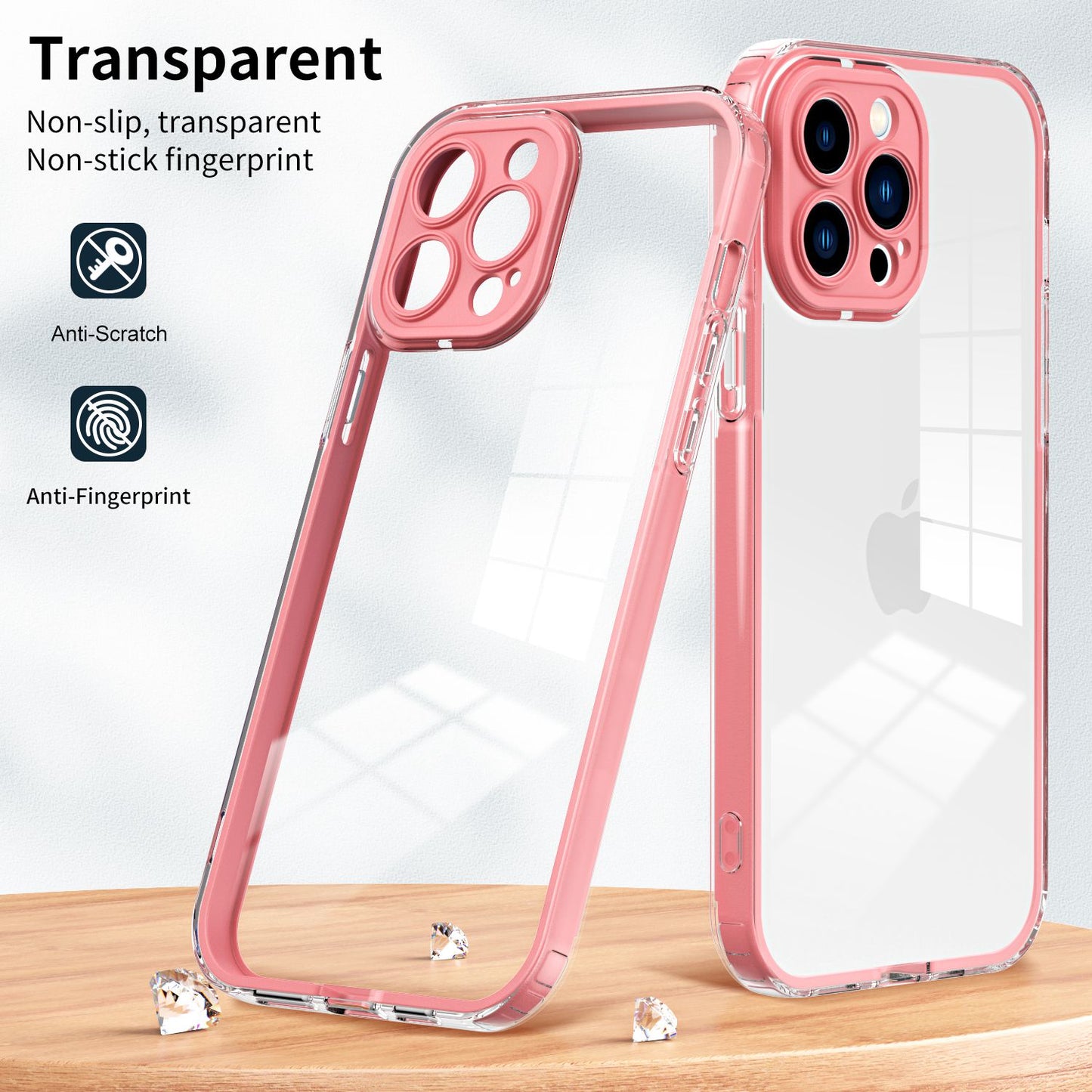 For iPhone 13 Pro 6.1 inch Shockproof Clear Mobile Phone TPU Case with Airbag Protection Colorful Frame Anti-fall Phone Cover