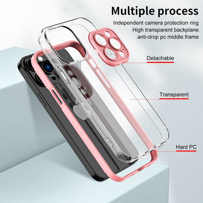 For iPhone 13 Pro 6.1 inch Shockproof Clear Mobile Phone TPU Case with Airbag Protection Colorful Frame Anti-fall Phone Cover