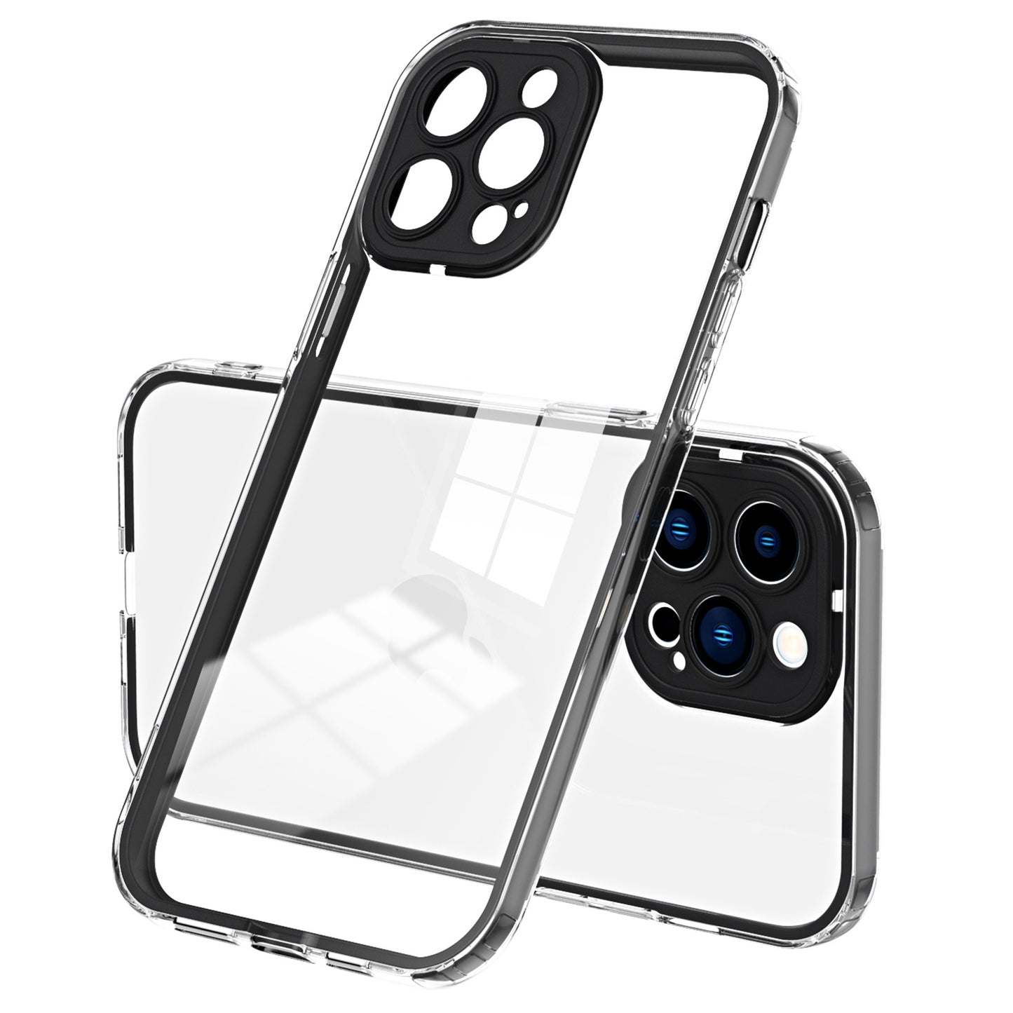 For iPhone 13 Pro 6.1 inch Shockproof Clear Mobile Phone TPU Case with Airbag Protection Colorful Frame Anti-fall Phone Cover