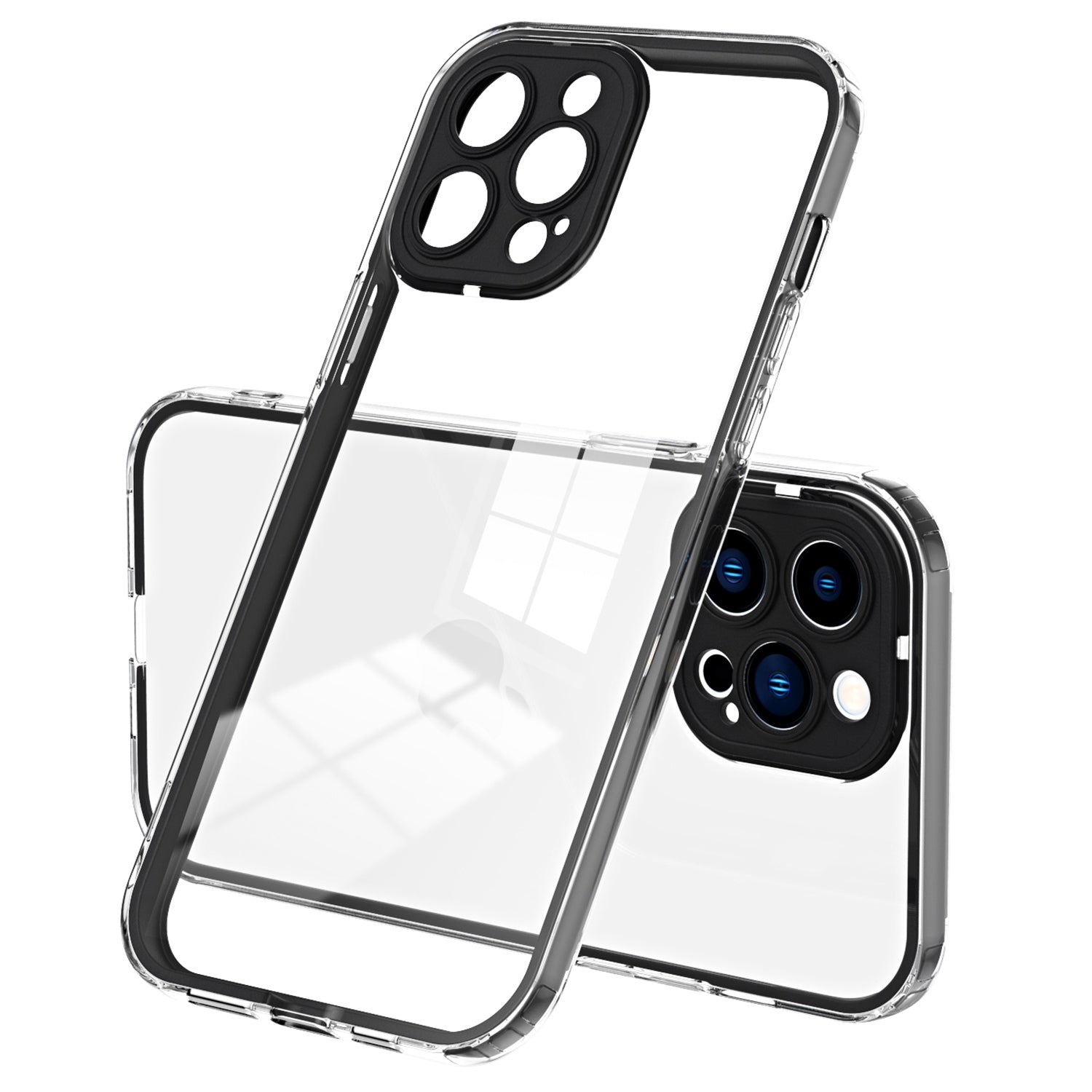 For iPhone 13 Pro 6.1 inch Shockproof Clear Mobile Phone TPU Case with Airbag Protection Colorful Frame Anti-fall Phone Cover