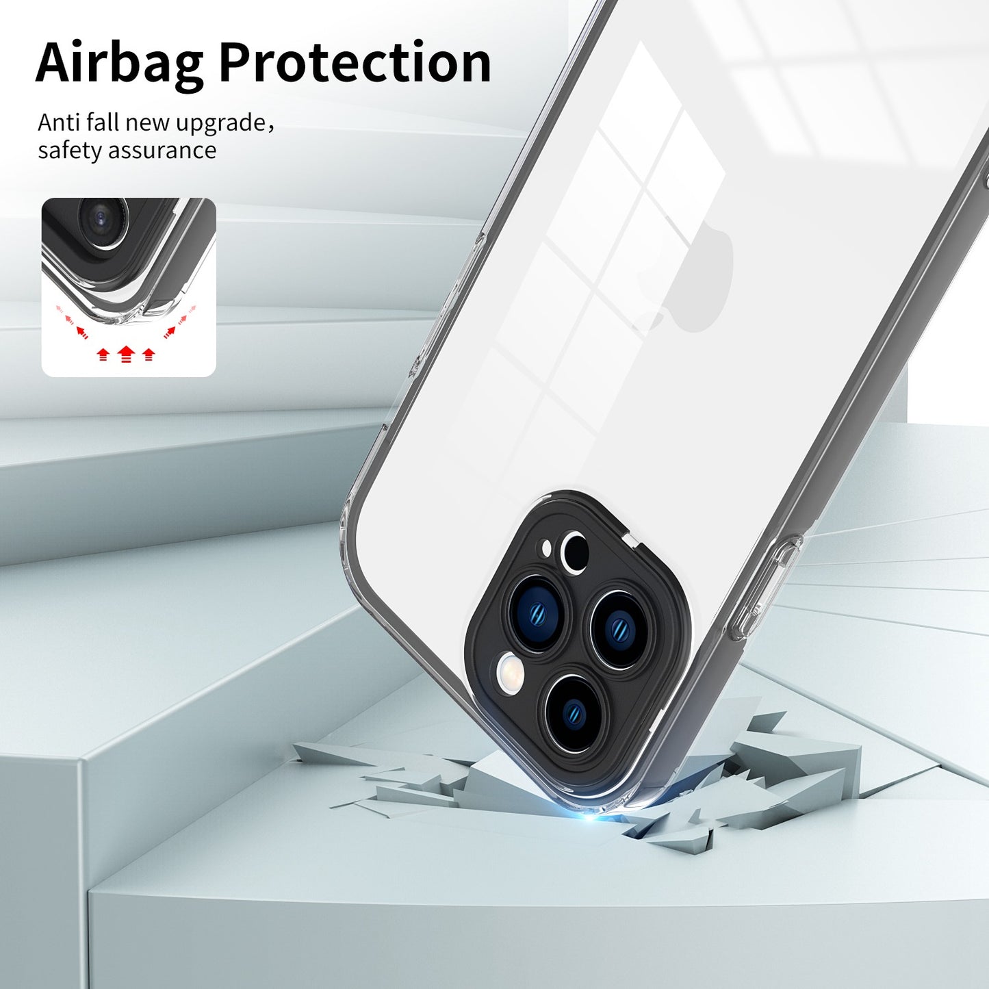 For iPhone 13 Pro 6.1 inch Shockproof Clear Mobile Phone TPU Case with Airbag Protection Colorful Frame Anti-fall Phone Cover