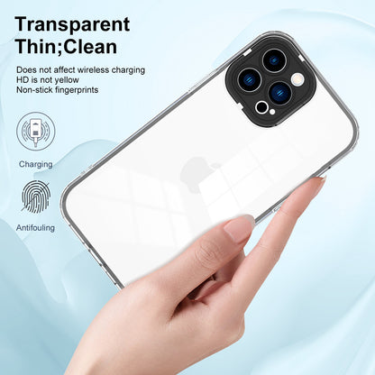 For iPhone 13 Pro 6.1 inch Shockproof Clear Mobile Phone TPU Case with Airbag Protection Colorful Frame Anti-fall Phone Cover