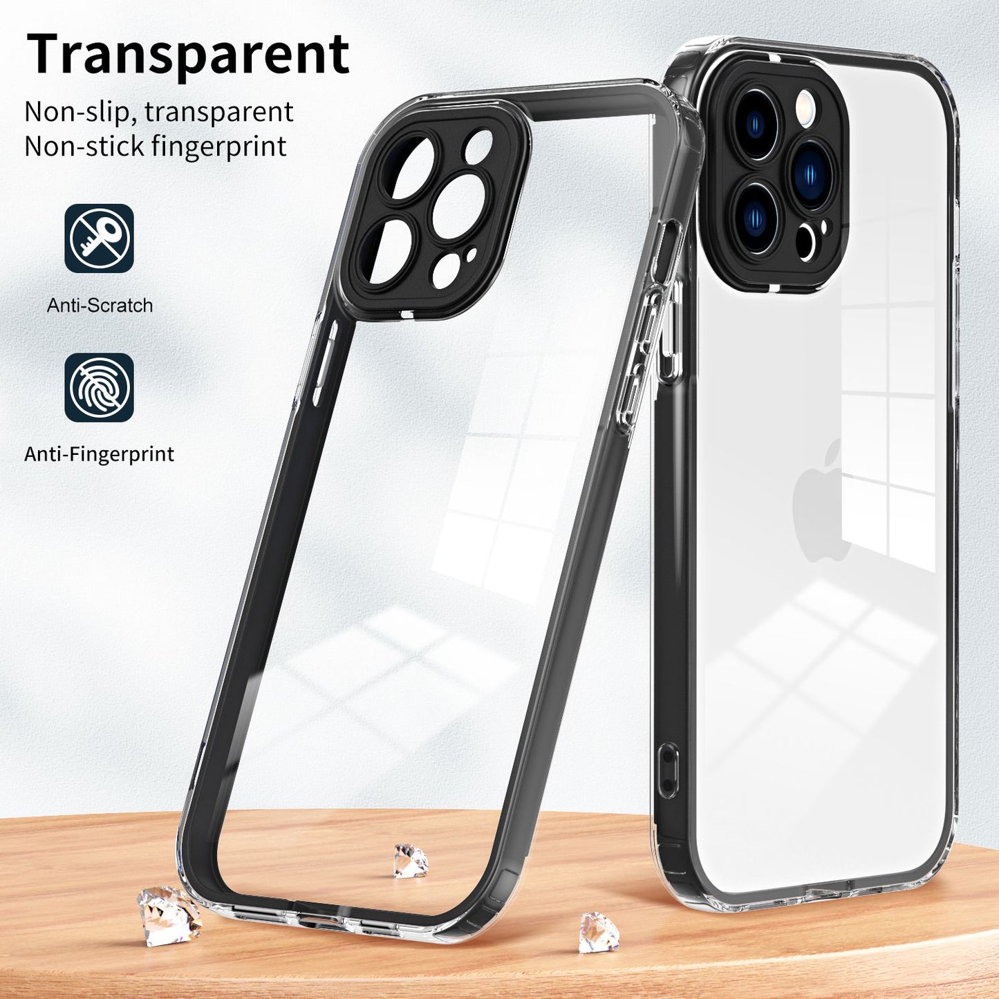 For iPhone 13 Pro 6.1 inch Shockproof Clear Mobile Phone TPU Case with Airbag Protection Colorful Frame Anti-fall Phone Cover
