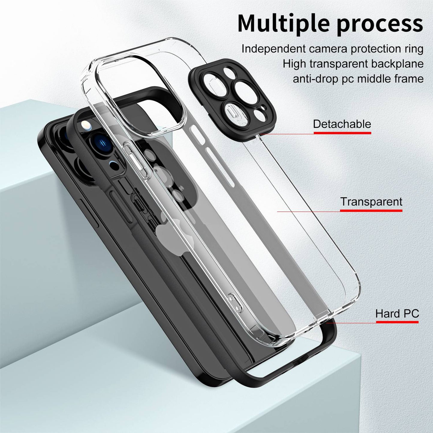For iPhone 13 Pro 6.1 inch Shockproof Clear Mobile Phone TPU Case with Airbag Protection Colorful Frame Anti-fall Phone Cover