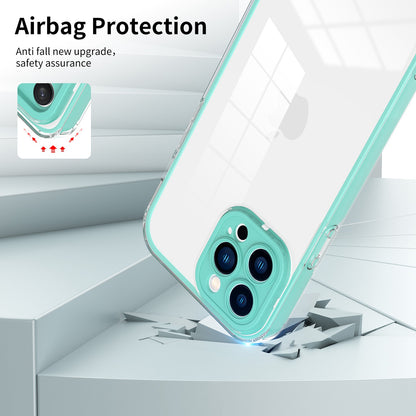 For iPhone 13 Pro 6.1 inch Shockproof Clear Mobile Phone TPU Case with Airbag Protection Colorful Frame Anti-fall Phone Cover