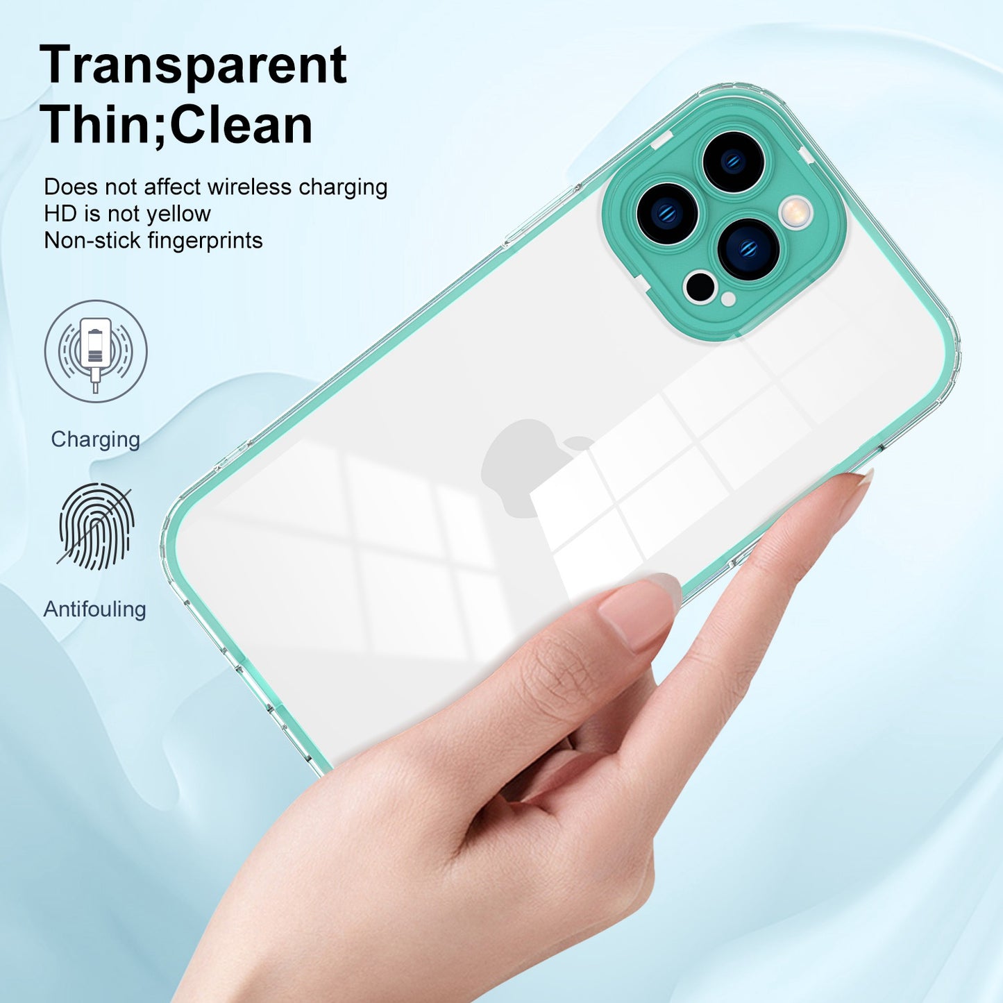 For iPhone 13 Pro 6.1 inch Shockproof Clear Mobile Phone TPU Case with Airbag Protection Colorful Frame Anti-fall Phone Cover