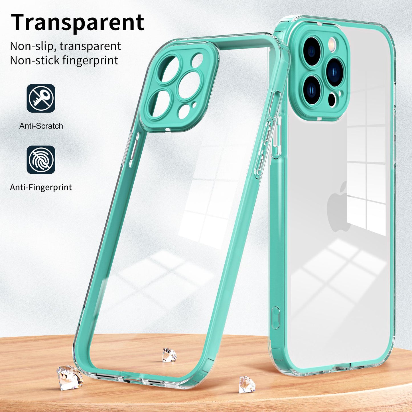 For iPhone 13 Pro 6.1 inch Shockproof Clear Mobile Phone TPU Case with Airbag Protection Colorful Frame Anti-fall Phone Cover
