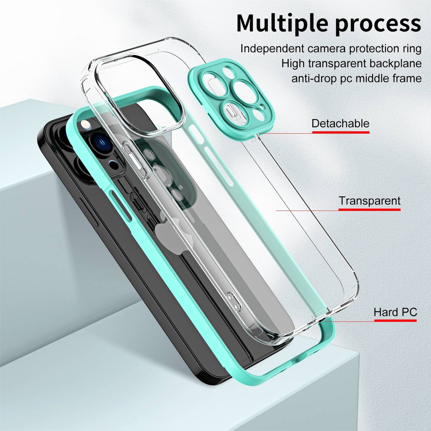 For iPhone 13 Pro 6.1 inch Shockproof Clear Mobile Phone TPU Case with Airbag Protection Colorful Frame Anti-fall Phone Cover