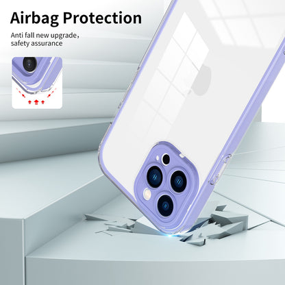 For iPhone 13 Pro 6.1 inch Shockproof Clear Mobile Phone TPU Case with Airbag Protection Colorful Frame Anti-fall Phone Cover