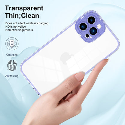 For iPhone 13 Pro 6.1 inch Shockproof Clear Mobile Phone TPU Case with Airbag Protection Colorful Frame Anti-fall Phone Cover