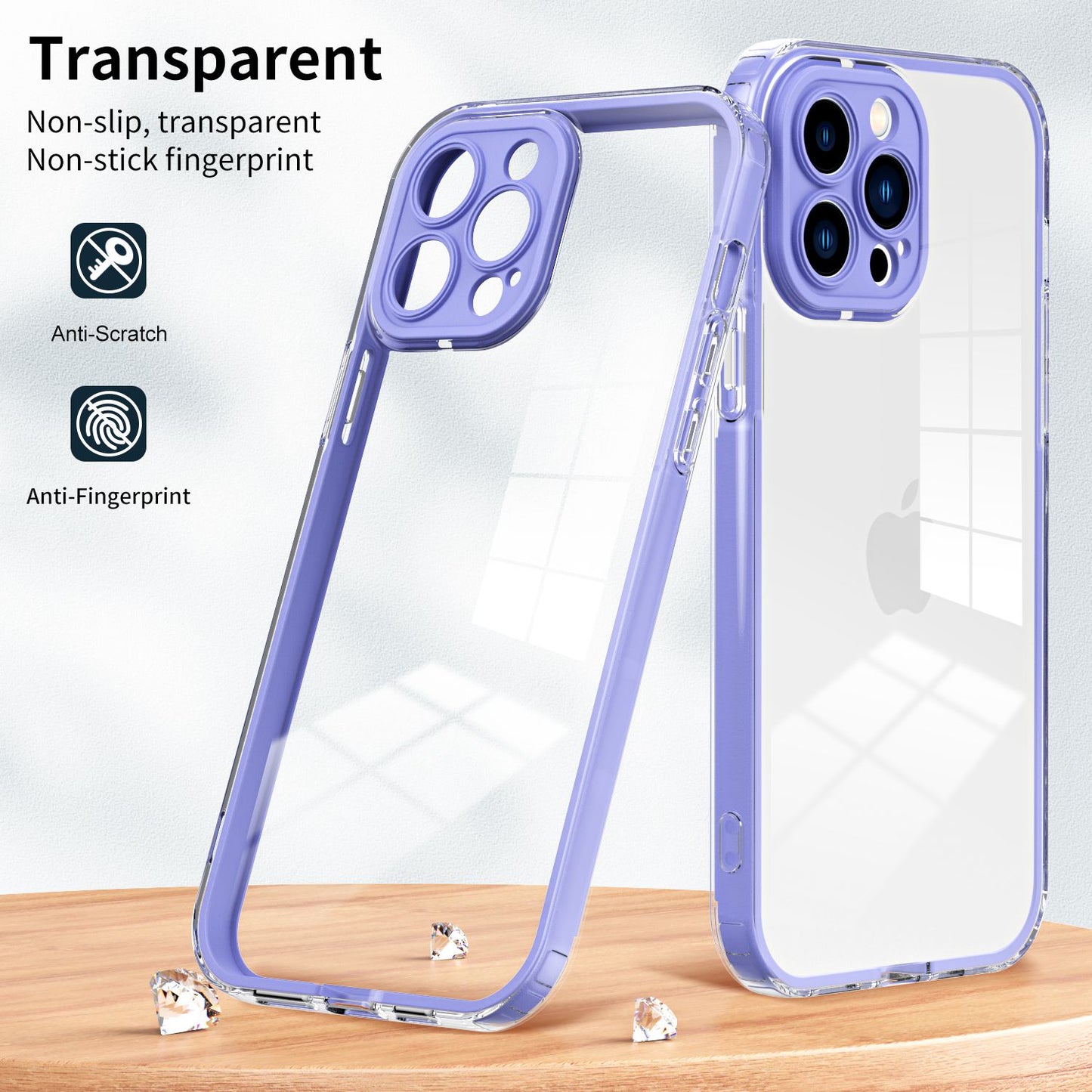 For iPhone 13 Pro 6.1 inch Shockproof Clear Mobile Phone TPU Case with Airbag Protection Colorful Frame Anti-fall Phone Cover