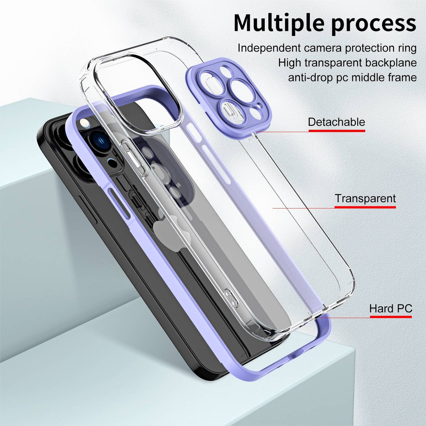 For iPhone 13 Pro 6.1 inch Shockproof Clear Mobile Phone TPU Case with Airbag Protection Colorful Frame Anti-fall Phone Cover