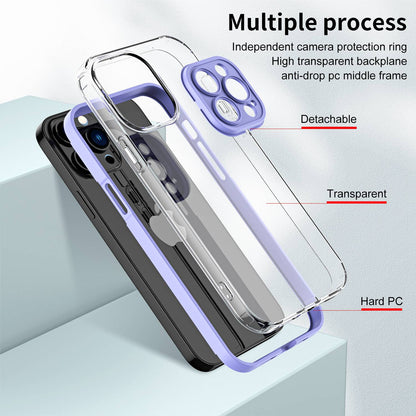 For iPhone 13 Pro 6.1 inch Shockproof Clear Mobile Phone TPU Case with Airbag Protection Colorful Frame Anti-fall Phone Cover