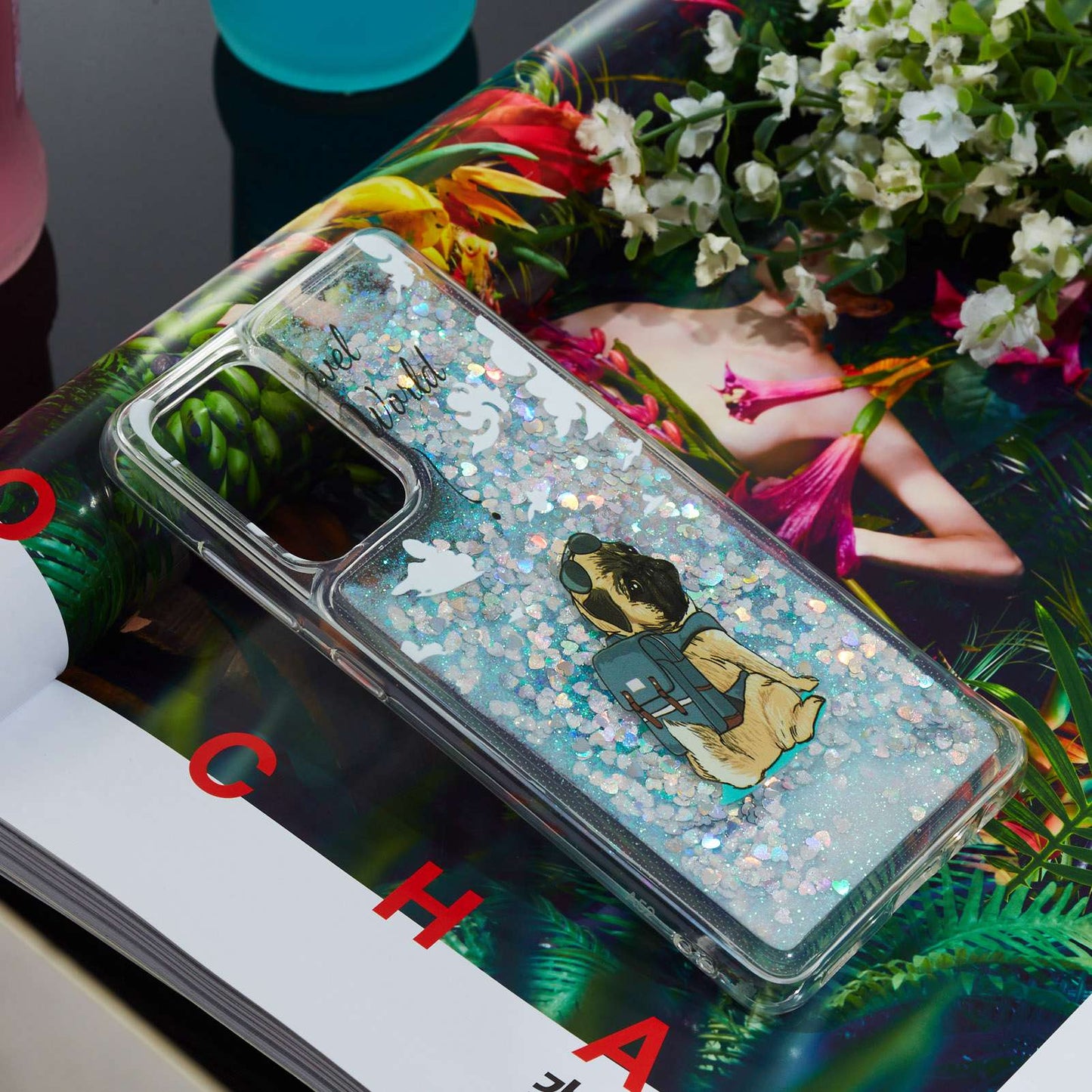 For Samsung Galaxy A13 4G Embossment Pattern Glitter Case Liquid Floating Quicksand Transparent TPU Phone Cover