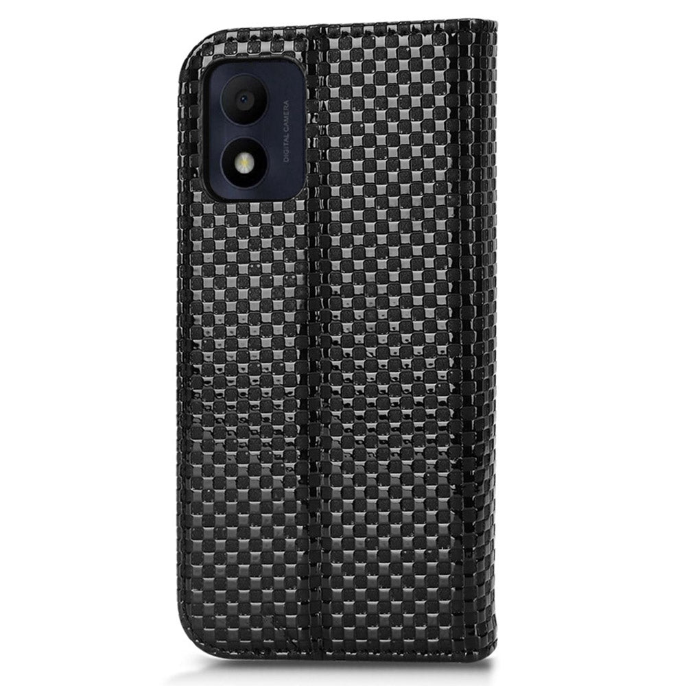 For Alcatel 1B (2022) / TCL 303 Grid Texture Folio Flip PU Leather Stand Case Magnetic Auto-absorbed Cell Phone Wallet Cover