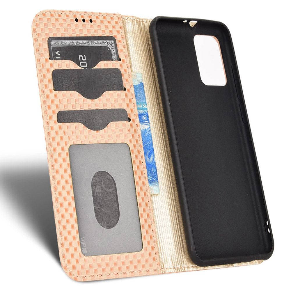 For Alcatel 1B (2022) / TCL 303 Grid Texture Folio Flip PU Leather Stand Case Magnetic Auto-absorbed Cell Phone Wallet Cover