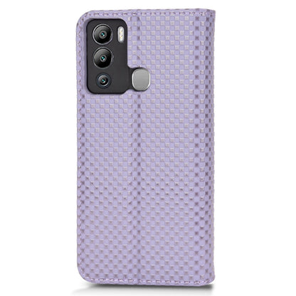 For Infinix Hot 12i 4G Grid Texture PU Leather+Inner TPU Stand Case Magnetic Auto-absorbed Cell Phone Wallet Cover