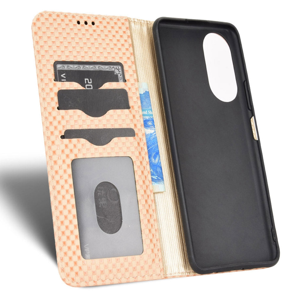 For Honor X7 Strong Magnetic Auto-absorbed Grid Texture PU Leather Stand Cell Phone Case Wallet Cover