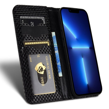 For iPhone 13 Pro 6.1 inch Grid Texture PU Leather Stand Case Magnetic Auto-absorbed Cell Phone Wallet Cover