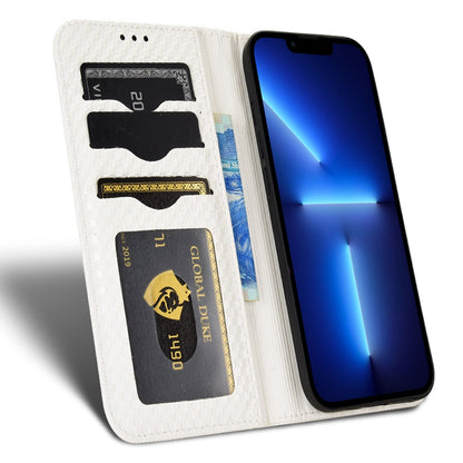 For iPhone 13 Pro 6.1 inch Grid Texture PU Leather Stand Case Magnetic Auto-absorbed Cell Phone Wallet Cover