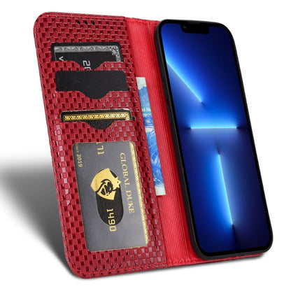 For iPhone 13 Pro 6.1 inch Grid Texture PU Leather Stand Case Magnetic Auto-absorbed Cell Phone Wallet Cover