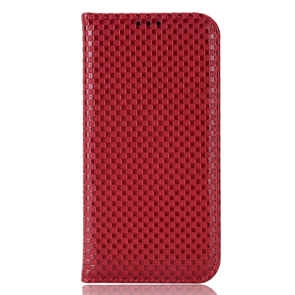 For iPhone 13 Pro 6.1 inch Grid Texture PU Leather Stand Case Magnetic Auto-absorbed Cell Phone Wallet Cover